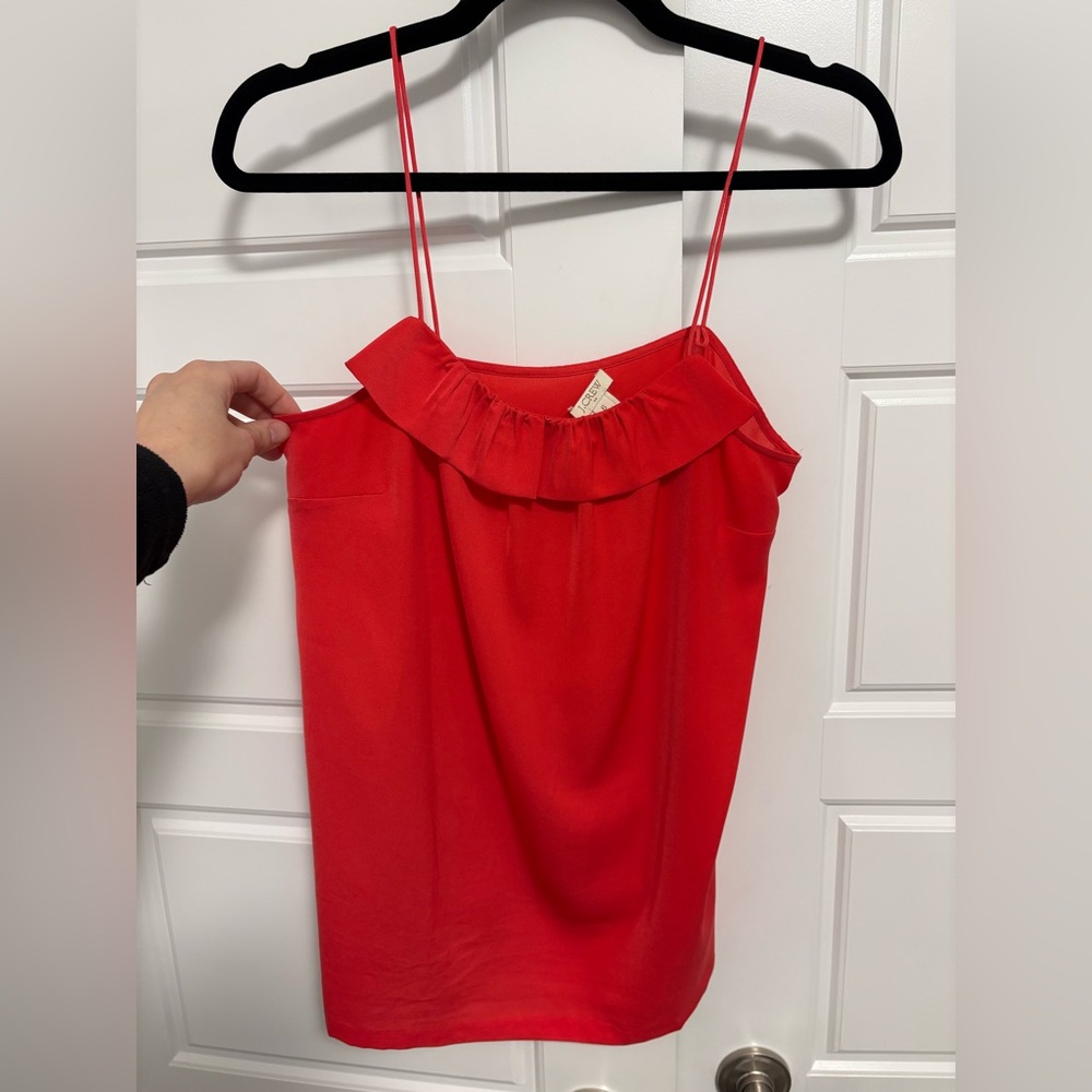 J. Crew Red Ruffle Tank Top
